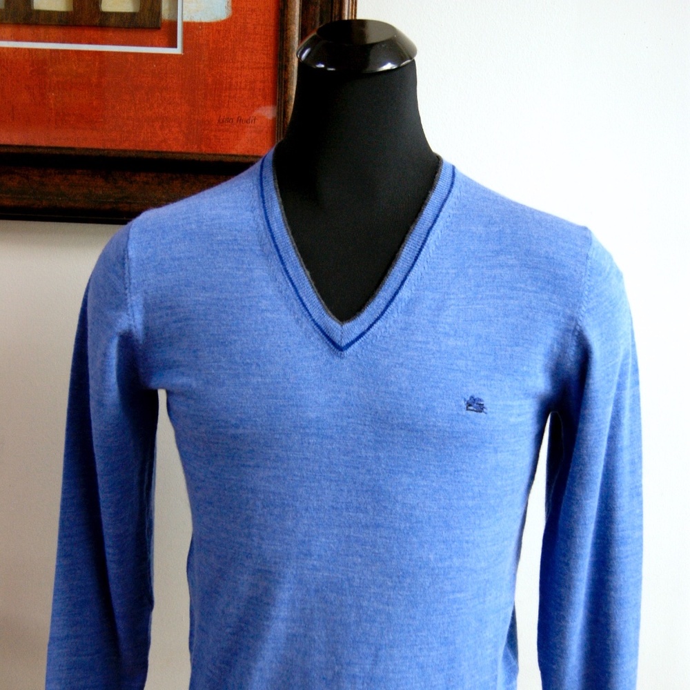 New Etro V neck Virgin Wool Sweater Pullover